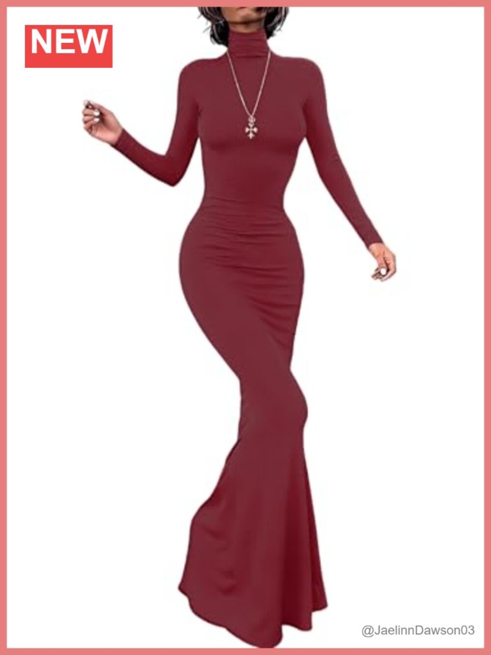 Women's Long Sleeve Turtleneck Bodycon Maxi Dress Mermaid Formal